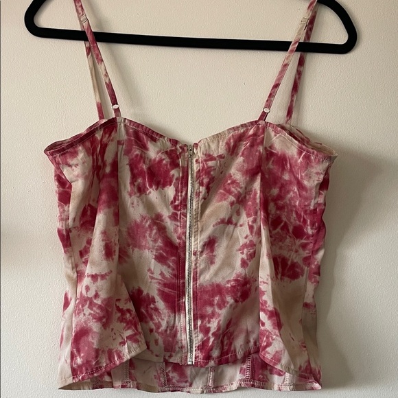 PrettyLittleThing Fuschia tie dye print structured Corset Top UK 14-US Size 10 - Picture 6 of 11